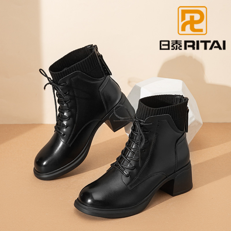 日泰马丁靴加绒橡胶头层牛皮