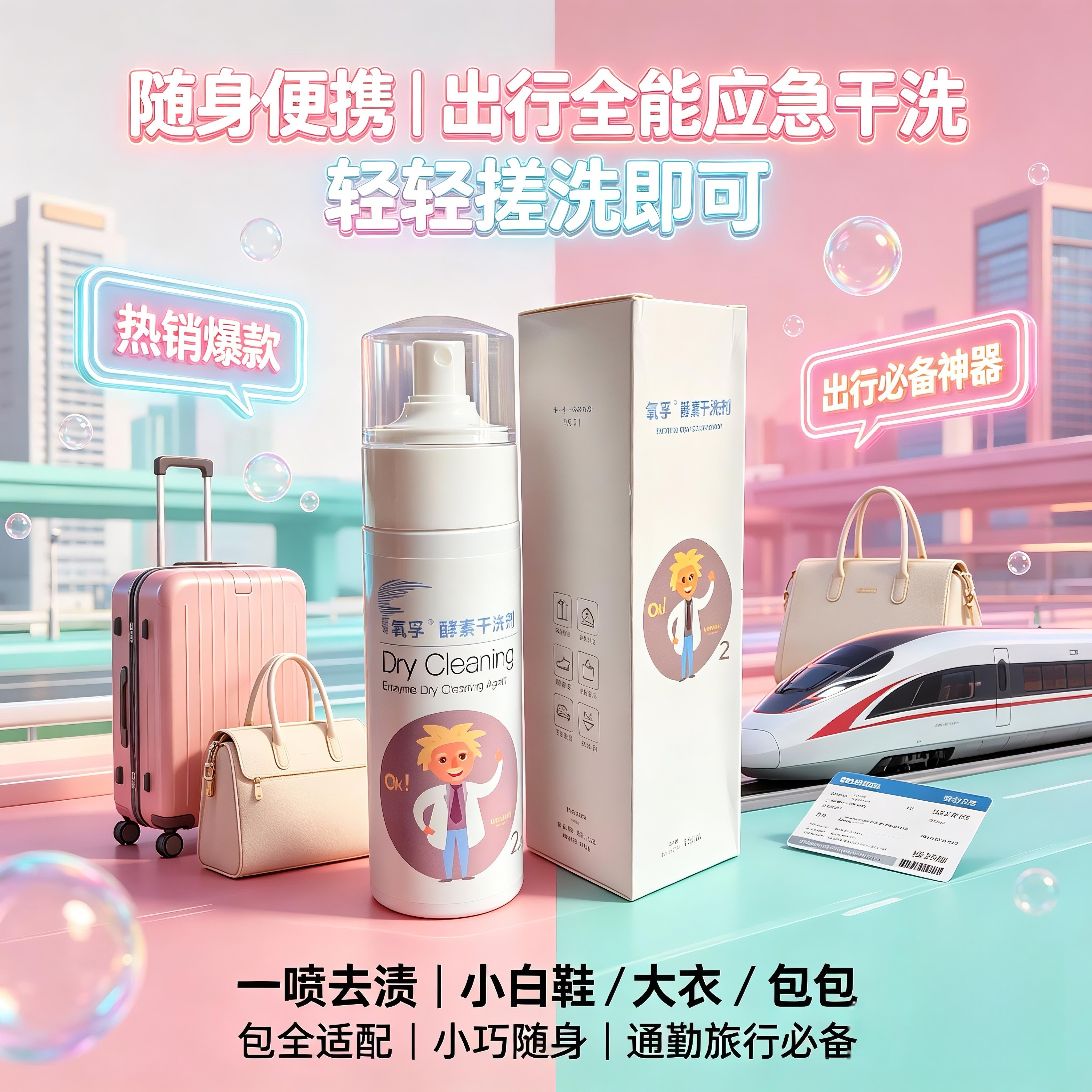 氧孚酵素干洗剂羽绒服外套沙发鞋子免洗不留痕去油去渍快速见效