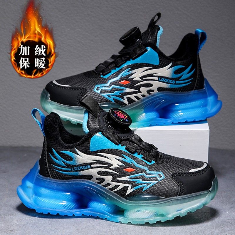 加绒保暖男童运动鞋2025秋冬新款儿童鞋子中大童男孩二棉鞋旋转扣