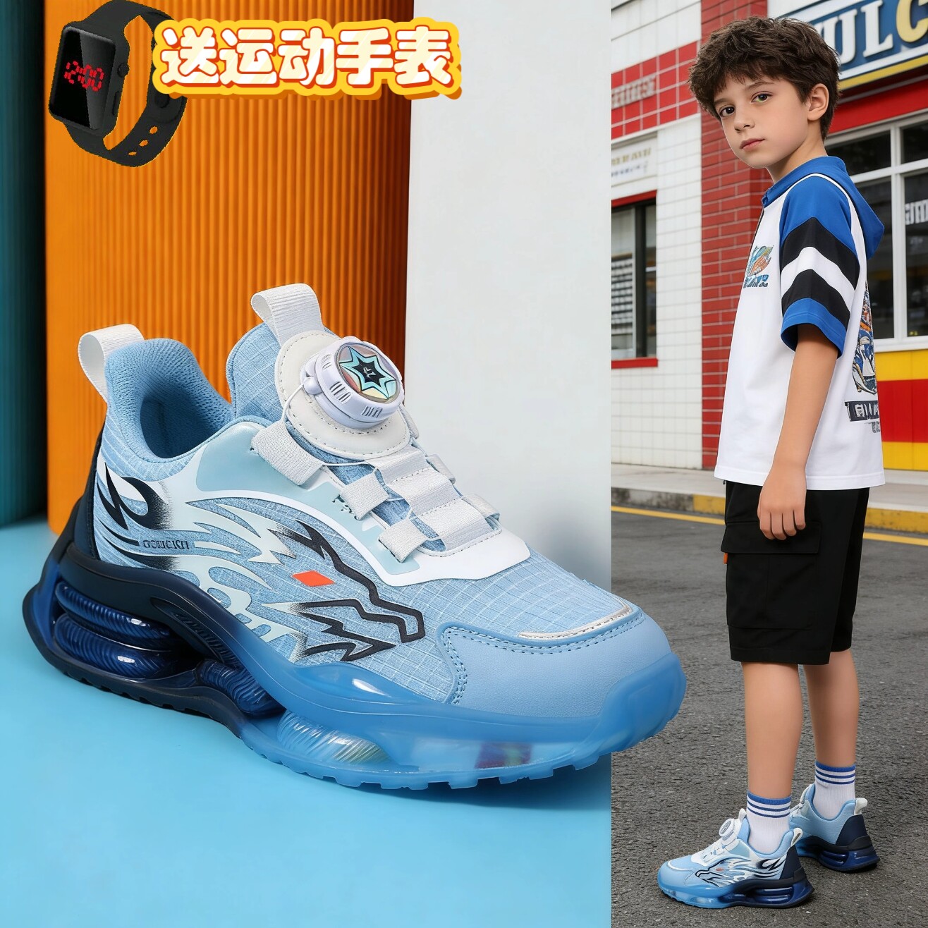 2026春秋新款男童鞋子篮球鞋儿童运动鞋网面透气休闲鞋春天男孩鞋