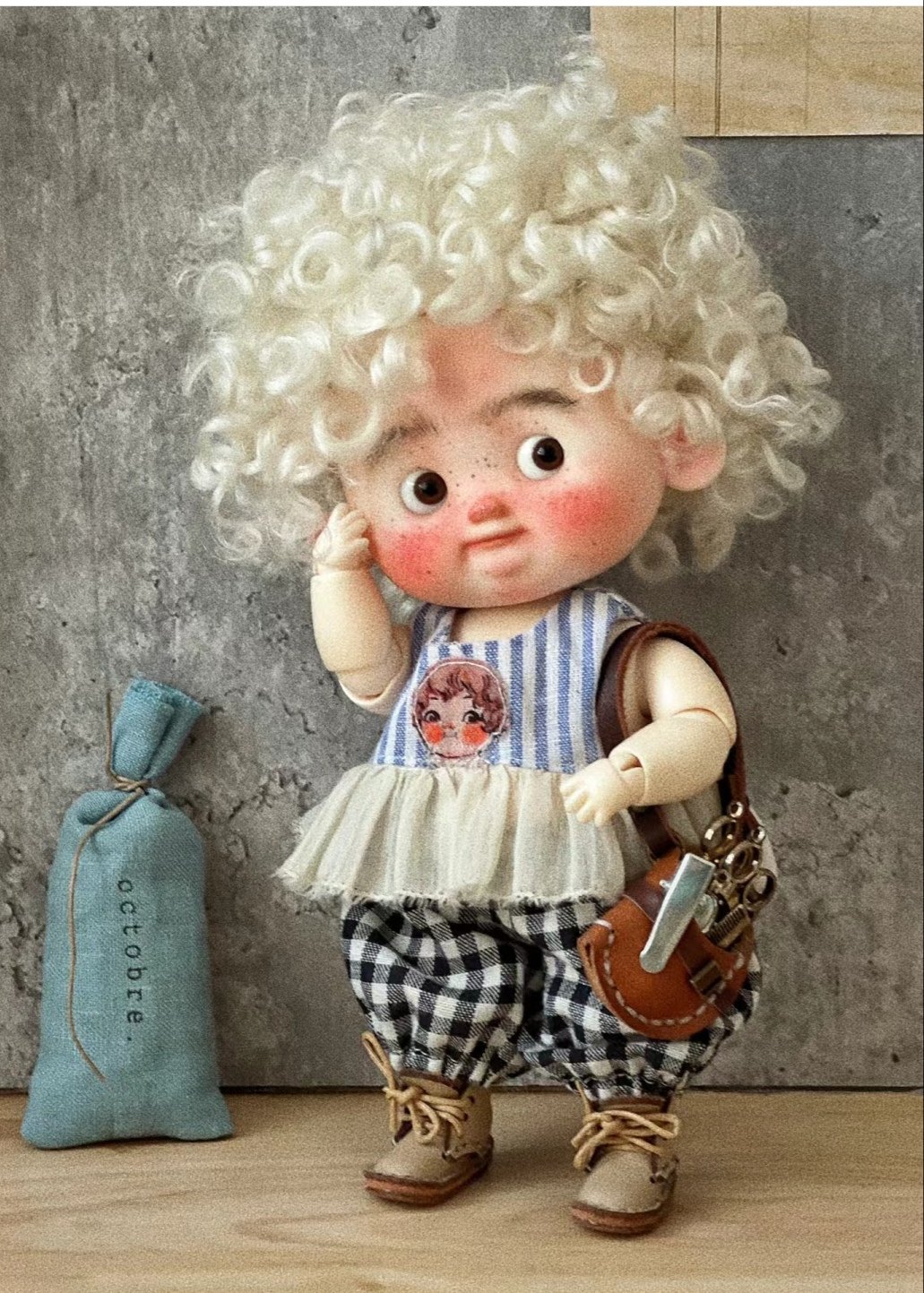 只有假发没有娃娃Josh马海毛小卷毛假发(白色爆炸头)阴沟里的国王