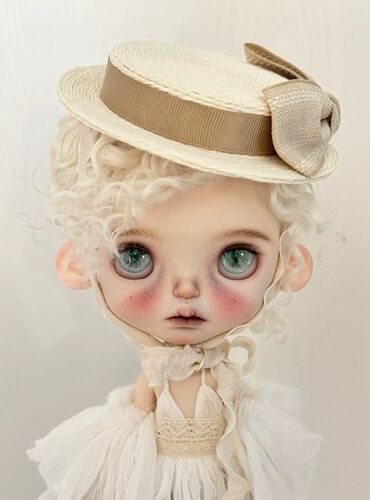 现货Blythe马海毛小卷毛假发（原白色）