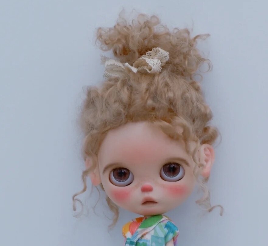 亚麻金qbaby、点点、Blythe小布丸子头马海毛假发