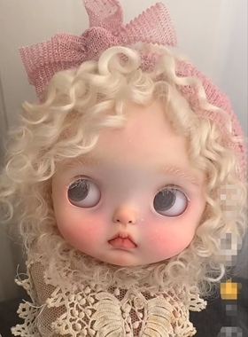 现货Blythe马海毛小卷毛假发（原白色）