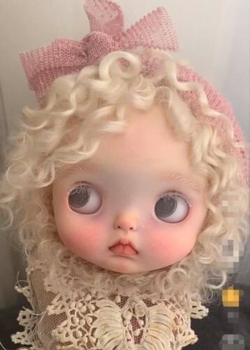 现货Blythe马海毛小卷毛假发（原白色）