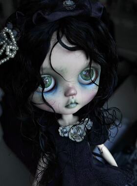 【Springdoll】黑色长款狼尾马海毛小布blythe，Qbaby通用假发