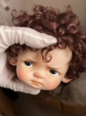 blythe，qbaby小萱花马海毛小卷毛男孩爆炸头假发（巧克力色）