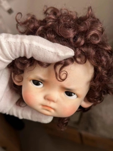 blythe，qbaby小萱花马海毛小卷毛男孩爆炸头假发（巧克力色）