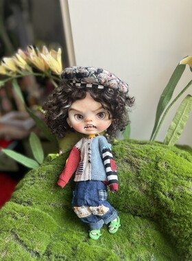 blythe小布马海毛小卷毛假发(百变DIY造型）黑色挑染色款