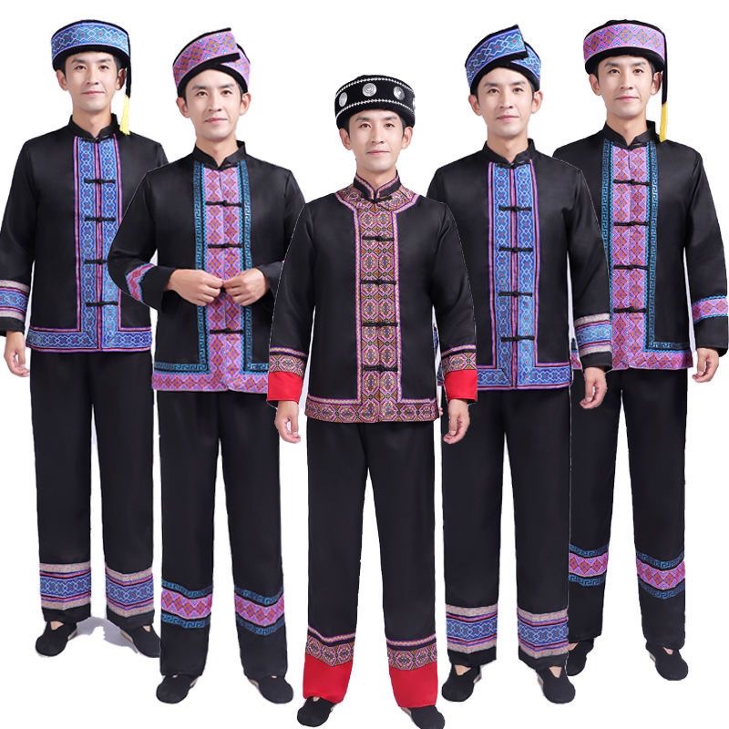 新广西壮族贵州苗族土家族彝族侗族布依族瑶族白族哈尼族男款服装
