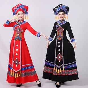 广西壮族三月三节日服装苗族彝族土家族侗族少数民族舞蹈服饰长裙