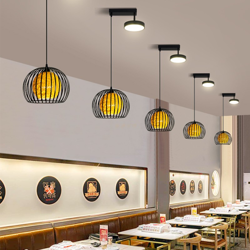 带补光灯餐厅餐饮吊灯网红铁艺