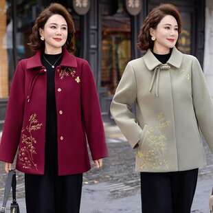 春季女款中老年女装外套春装洋气40岁50妈妈春秋2026新款毛呢上衣