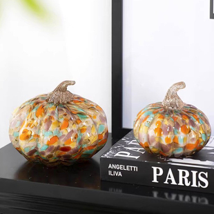 木南南瓜摆件琉璃炫彩南瓜玄关书桌酒柜摆件琉璃艺术品家居装饰品