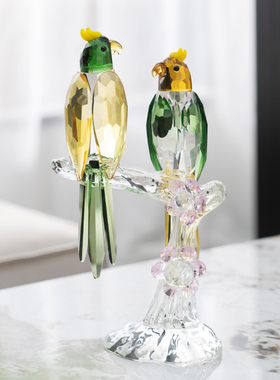 轻奢中式家居摆件水晶喜鹊摆件新婚乔迁日常送礼客厅玄关桌面装饰