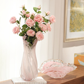 花瓶轻奢琉璃花瓶果盘高档客厅插花摆件餐桌茶几装 饰品玻璃花器