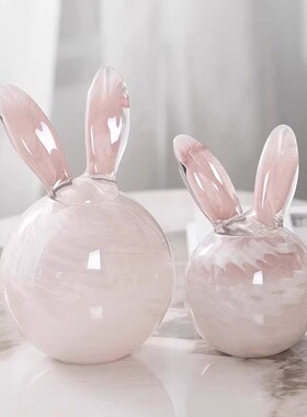 木南轻奢抽象琉璃兔子摆件