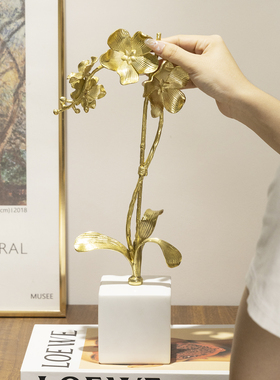木南高档大理石黄铜兰花摆件现代装饰家居酒柜电视柜茶几客厅轻奢