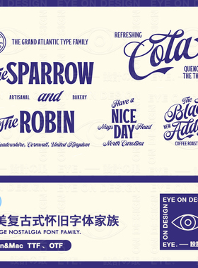 ZT09欧美复古大西洋怀旧字体家族Atlantic海报版式平面设计FONT
