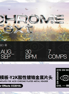 AE模板Y2K酸性镀铬朋克金属Chrom标题版式动态宣传片视频后期素材