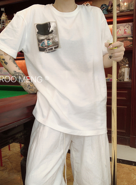 潮牌原创小众设计感春夏简约纯棉宽松圆领独家oversize情侣T恤