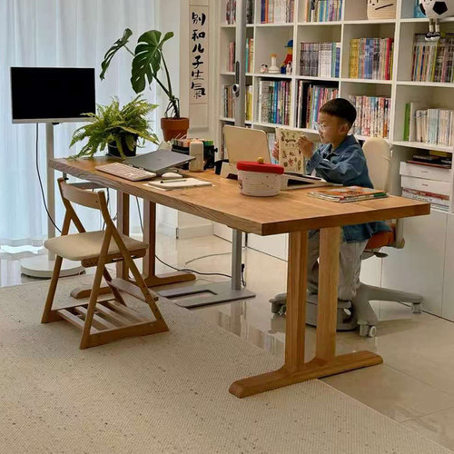 实木客厅学习桌学生书桌白蜡木