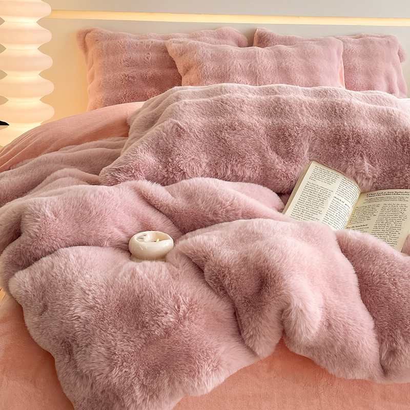 A类撸猫感兔毛绒四件套防静电