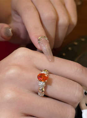 欧美芬达色宝石锆石巴洛克戒指