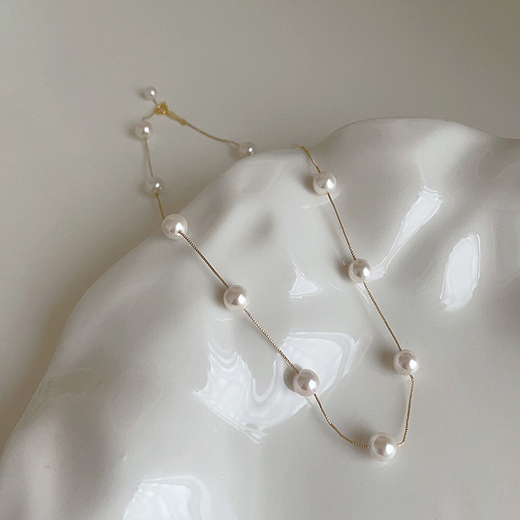 珍珠链条设计感冷淡风短款项链