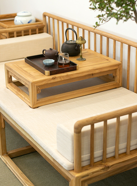 【一方百榆】罗汉床沙发五件套 实木中式老榆木榻 新中式