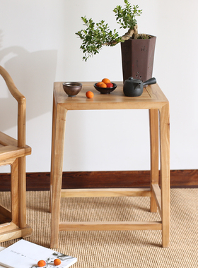 新中式榆木茶几 迷你小方几客厅实木简约小茶台原木简易小桌创意