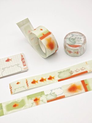 soii手帐分装|绵绵小雨 闪砂胶带/6款便签《金鱼梦》