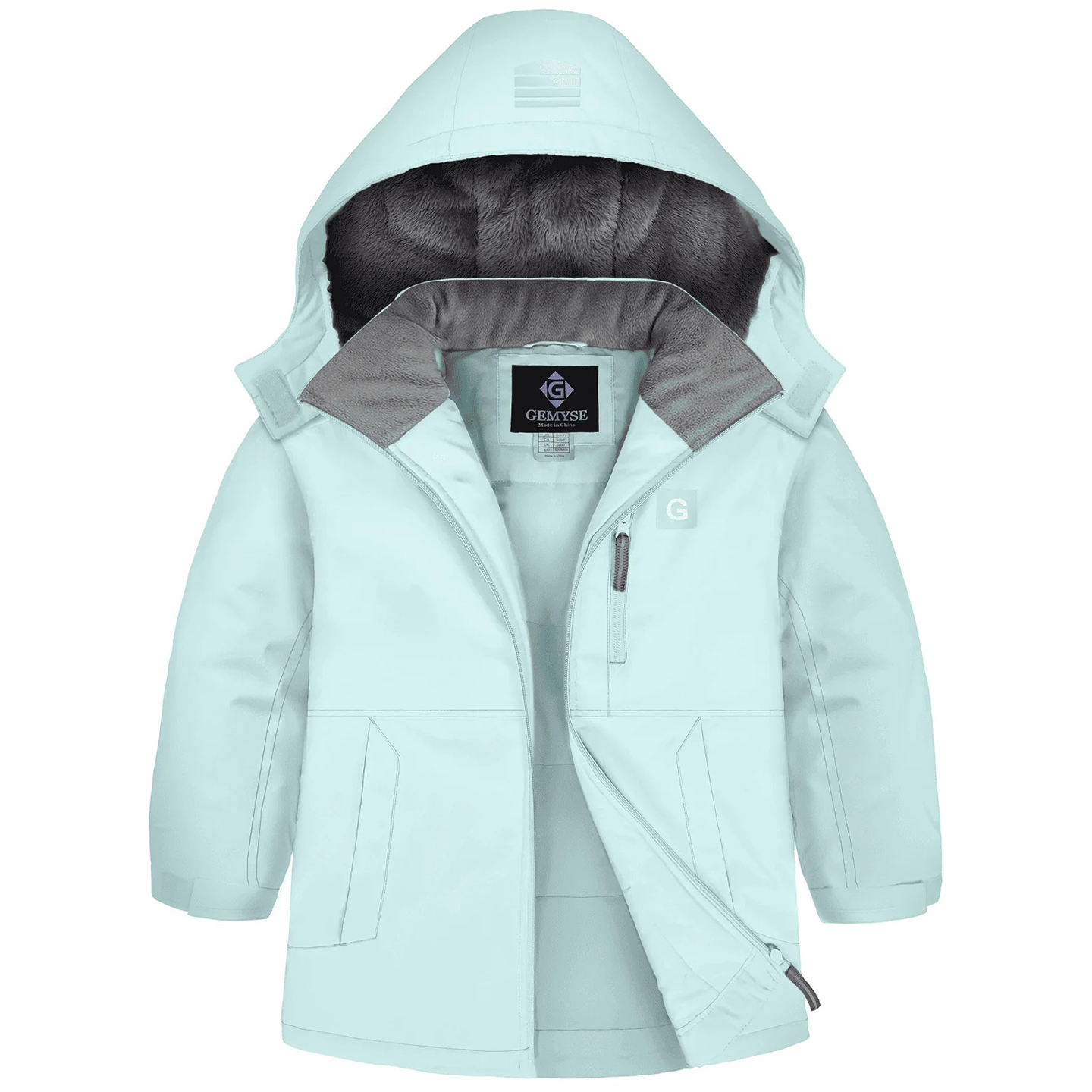 GEMYSE中大童户外棉衣亲子棉服冬季防风防水户外冲锋外套保暖开衫
