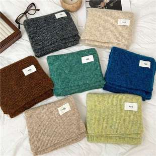 情侣高级感百搭保暖围脖 加厚韩版 egg标含羊毛围巾女2025新款 窄版