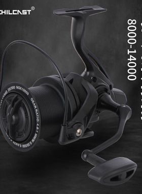 大物锚鱼轮远投轮黑色NGK10000鱼线轮渔轮无间隙旋入式金属纺车轮