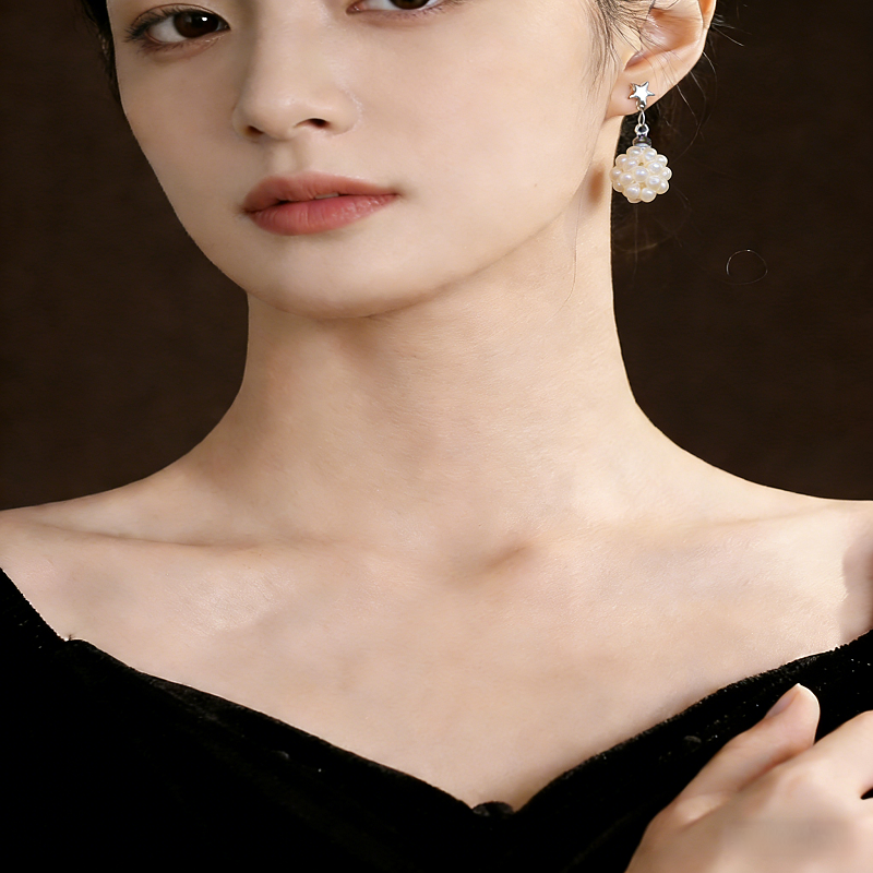 天然淡水珍珠S925纯银手工编织小球耳针女生气质耳饰品优雅显气质,珠宝/钻石/翡翠,耳饰,淘宝优惠券,粉丝福利购,淘宝优惠卷