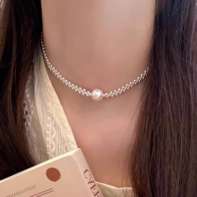 好魅x071511天然淡水珍珠项链时尚编织款颈链精美气质百搭锁骨链
