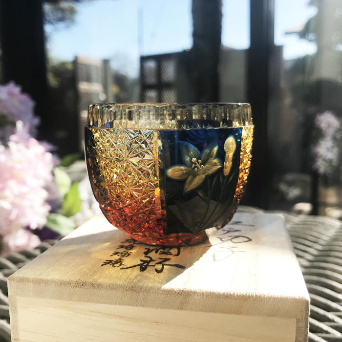 琉璃手工雕刻酒盅水晶杯