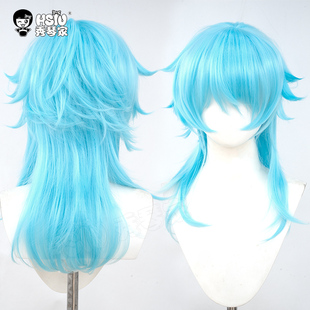 秀琴 sallyface 詹姆庄臣 sal莎莉之脸cos假发  蓝色混蓬狼尾造型