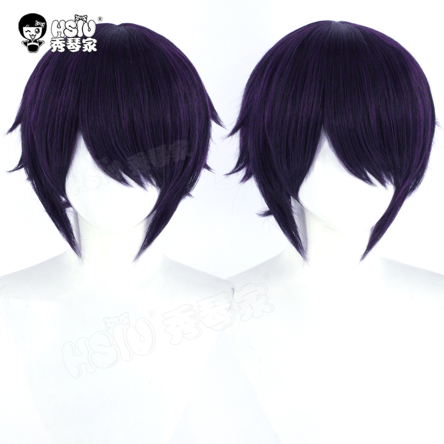 秀琴家 银魂cos高杉晋助cosplay假发 深紫色假毛 短款 野良神夜斗