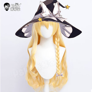 秀琴家 东方同人project雾雨魔理沙cos假发 浅金色长卷发游戏假毛