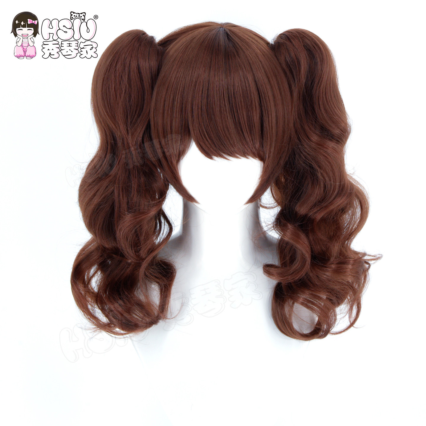 秀琴家 女神异闻录4 久慈川理世cos假发 红棕色双马尾卷发 假毛