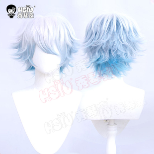 秀琴家 坂田银时cosplay假发 银魂 自然反翘造型银白渐变浅灰蓝色