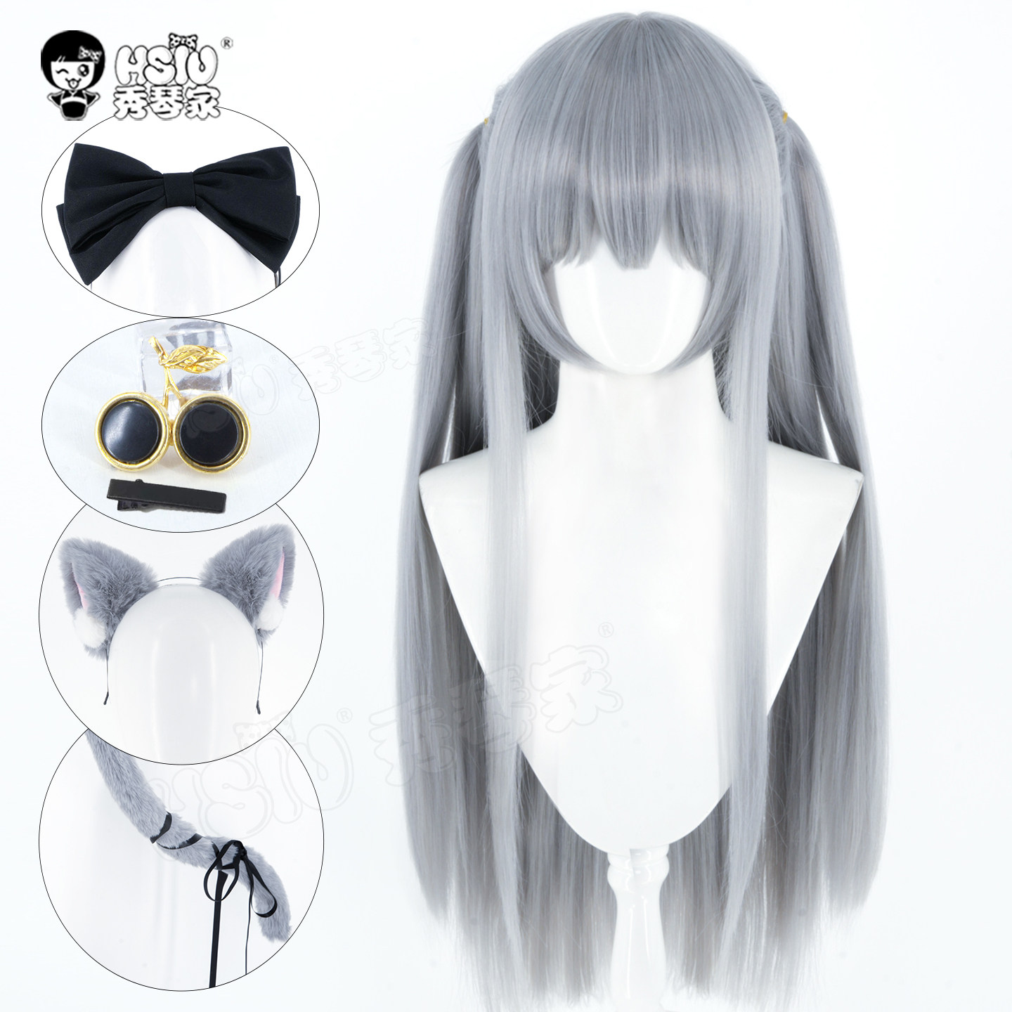秀琴家 巧克甜恋cos 雪村千绘莉cosplay假发 手作猫耳兽耳猫尾巴