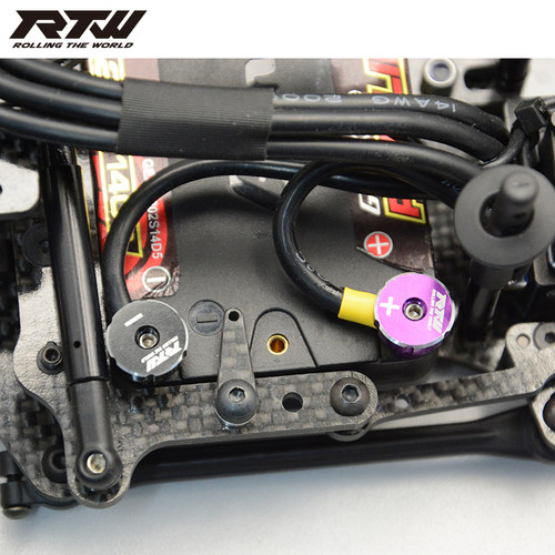 RTW 锂电池4MM5MM插头 铝合金正负极散热连接器帽 紫黑红黑