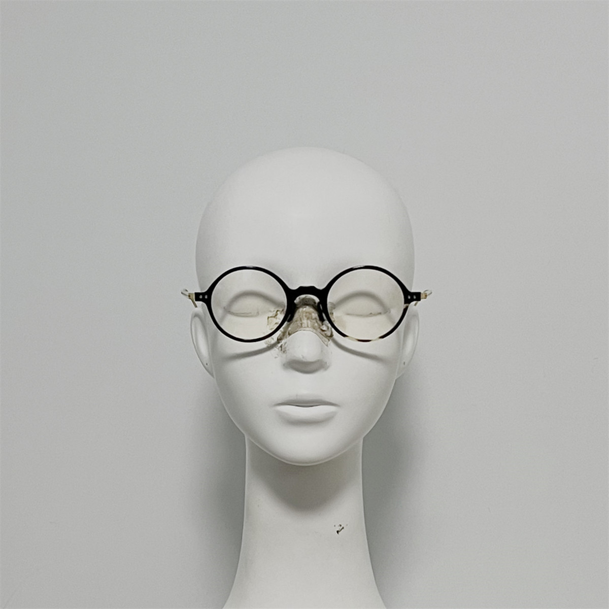 221 纯天然牛角配钛金属腿眼镜 光学镜 超大圆框文艺范修脸装饰镜