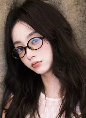 SUN04Z 书呆子款复古文艺气质 小椭圆框眼镜架 防蓝光装饰镜 福利