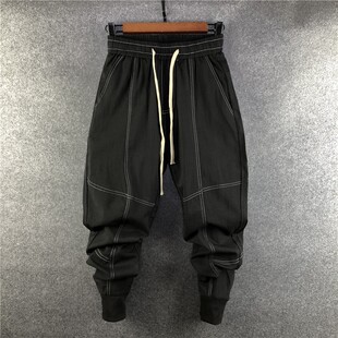 夏季哈伦裤男大码个性小脚裤束口潮流宽松弹力百搭显瘦休闲长裤子