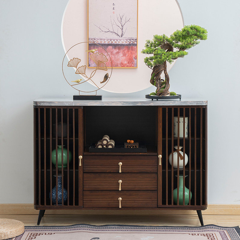 新中式入户玄关柜实木美式门厅柜餐边柜简约现代玄关台家用装饰柜