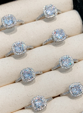 铜镀银小方糖戒指女轻奢高级感素圈戒指女小众设计尾戒水钻食指环